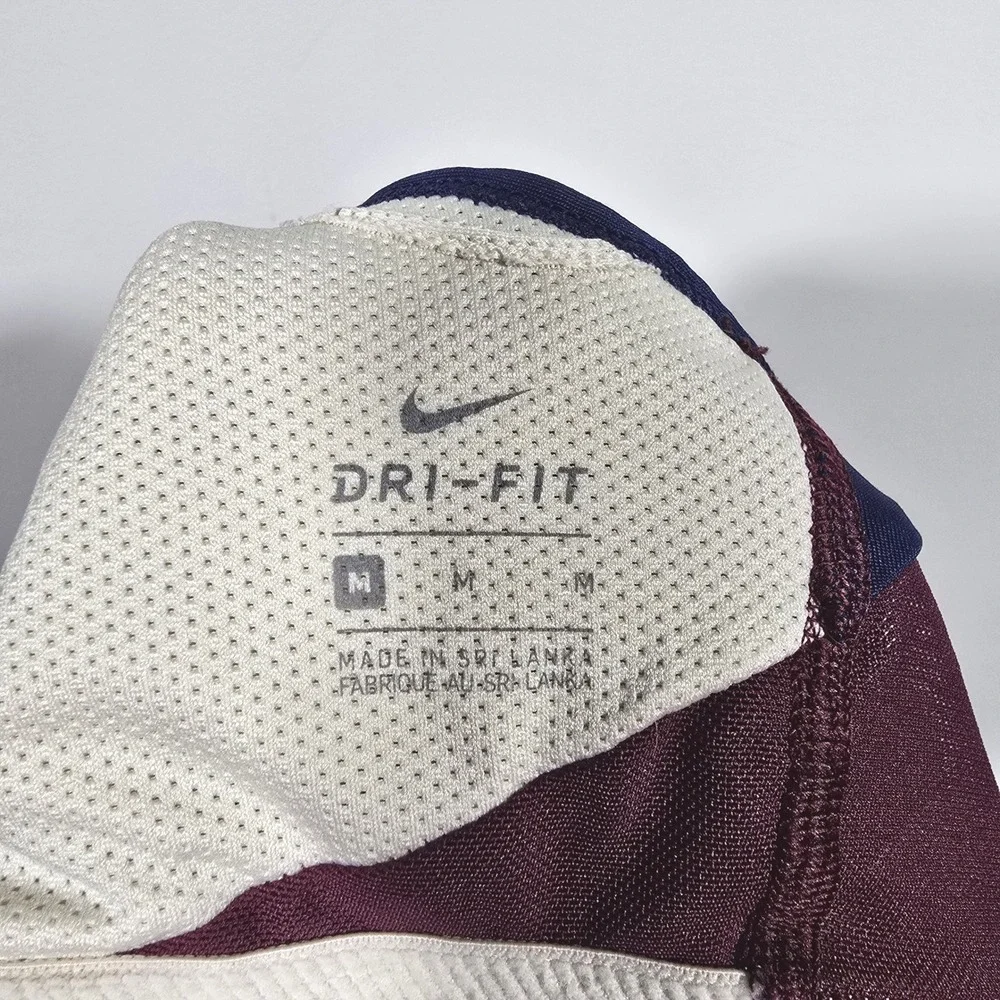 Nike Dri-FIT Swoosh Sports Bra Size M Blue Burgundy White Racerback‎ Athletic